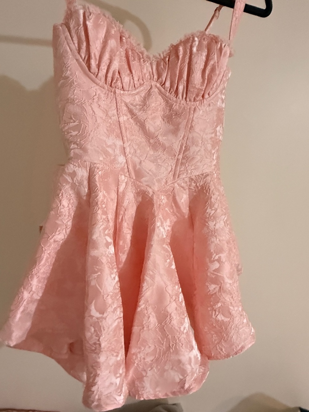 Babyboo Pink Jacquard Bow Mini Dress XS